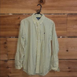 Yellow and Navy Checkered Button Down